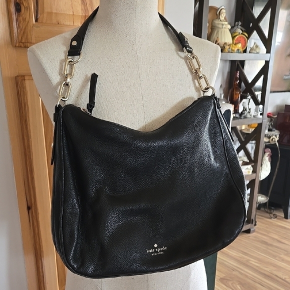 kate spade Handbags - Kate Spade Black Leather Shoulder Bag Pebble Leather With Silver Tone Hardware